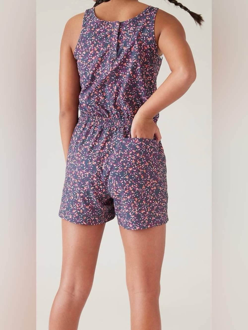 Athleta Girls Play More Romper | Purple Pink Print Size 6 | Active Romper - Picture 4 of 9